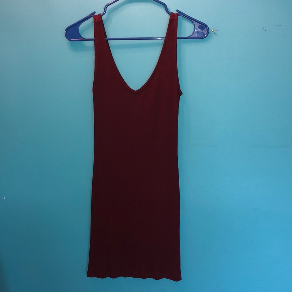 Deep v maroon dress